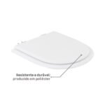 Assento Sanitário Formatos Riviera e Smart com Soft Close Quadrado Poliéster Branco Sensea - Imagem 4