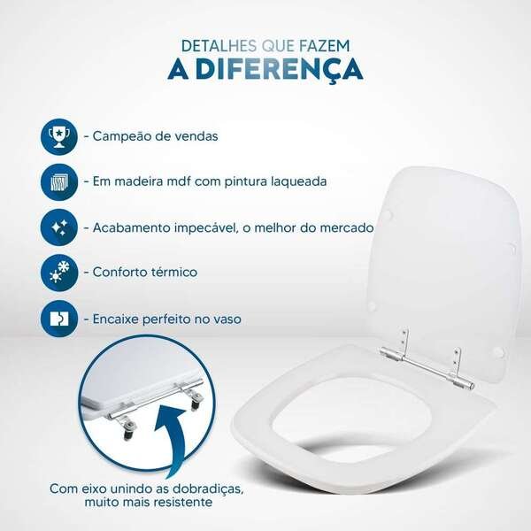 Assento Sanitário Avant Plus Branco Para Vaso Incepa - Imagem 3