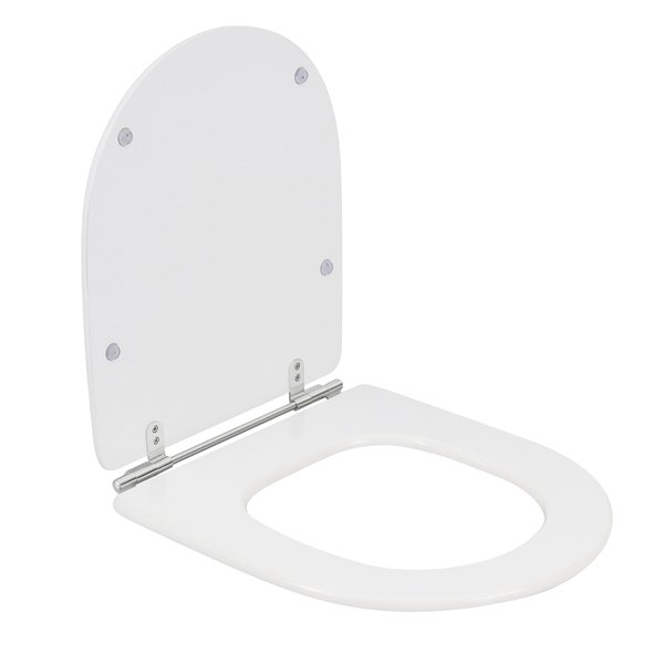 Assento Sanitário Formatos Calypso com Fechamento Comum Quadrado MDF Branco Sensea