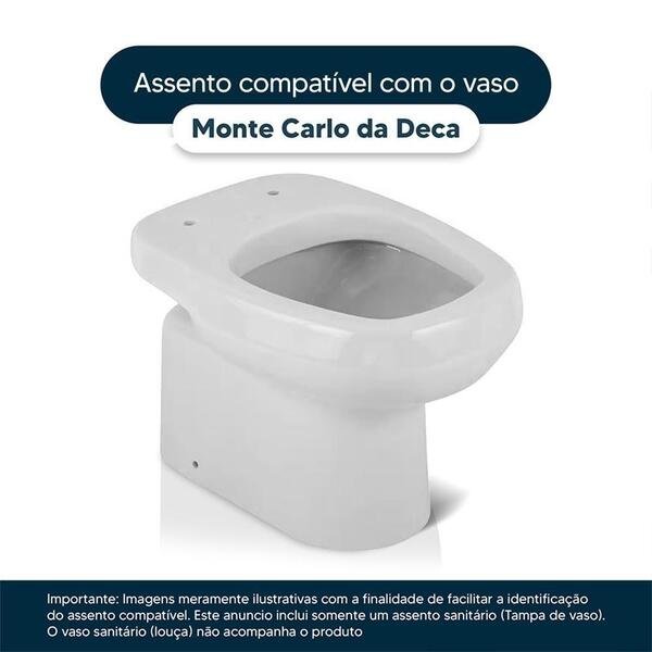 Assento Sanitário Laqueado Monte Carlo Branco Para Vaso Deca - Imagem 4