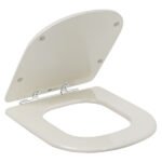 Assento Sanitário Formatos Vogue Plus e Etna com Fechamento Comum Quadrado MDF Creme Sicmol