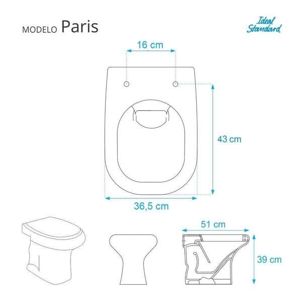 Assento Sanitario Paris Bone (bege Claro) Para Vaso Ideal Standard - Imagem 3