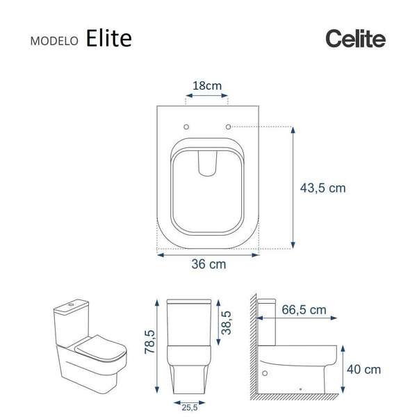 Assento Sanitário Poliéster Elite Branco Para Vaso Celite 1.6gpf 6lpf - Imagem 3