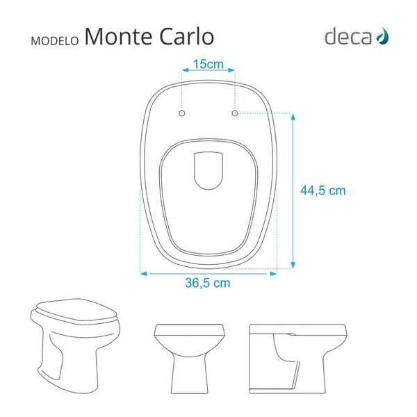 Assento Sanitário Poliéster Monte Carlo Branco Para Vaso Deca - Imagem 5