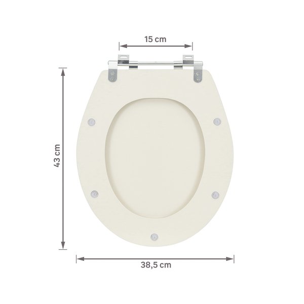 Assento Sanitário Formatos Ravena, Targa, Izy e Studio com Fechamento Comum Oval MDF Creme Sicmol - Imagem 8