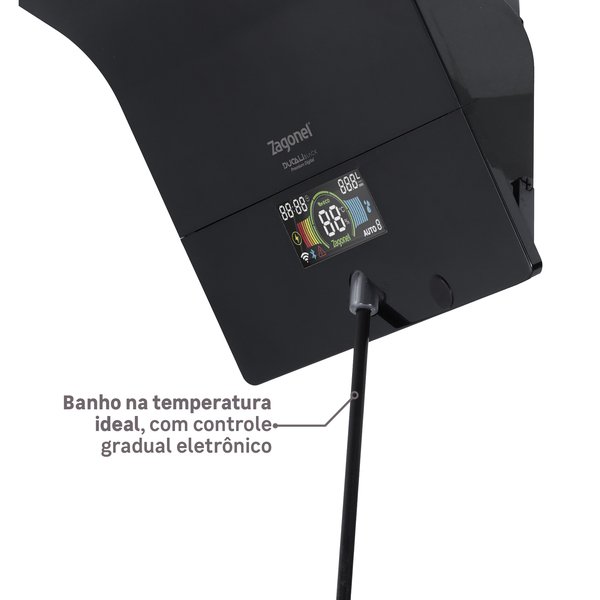 Chuveiro Elétrico Híbrido Eletrônico com Visor Digital 127V (110V) 5500w Preto Quadrado Ducali Premium Digital Zagonel - Imagem 8