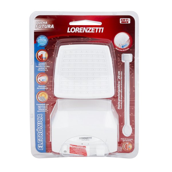 Chuveiro Elétrico Eletrônico 220V 6800w Branco Quadrado Futura Lorenzetti - Imagem 8