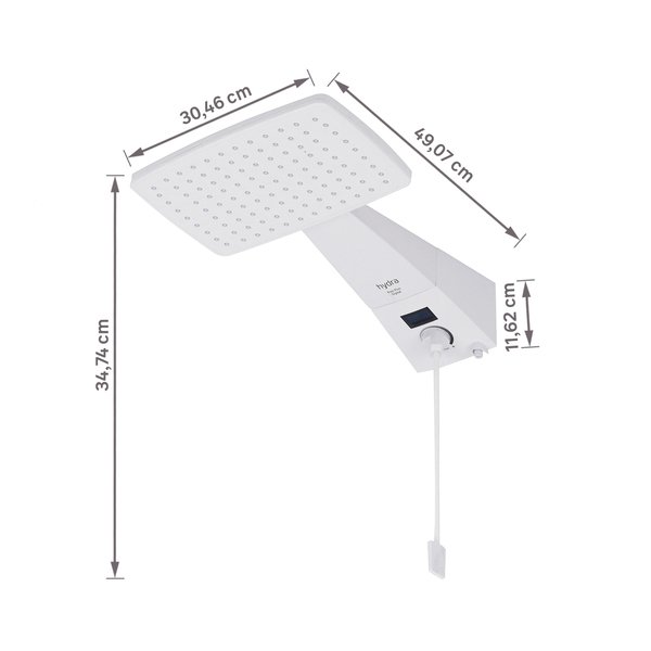 Chuveiro Elétrico Eletrônico com Visor Digital 220V 7700w Branco Quadrado Polo Plus Hydra - Imagem 6