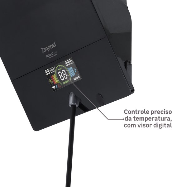 Chuveiro Elétrico Híbrido Eletrônico com Visor Digital 220V 7500w Preto Quadrado Ducali Premium Digital Zagonel - Imagem 7