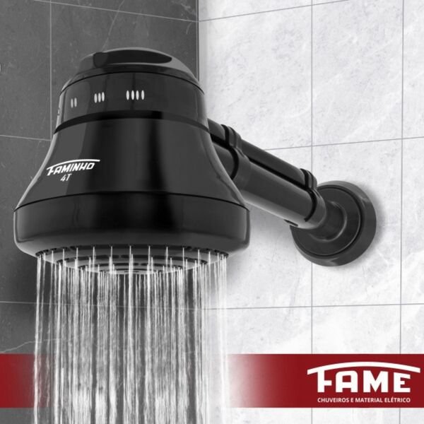 Chuveiro Elétrico 127V (110V) 5400W Preto Redondo Faminho 4T Fame - Imagem 5