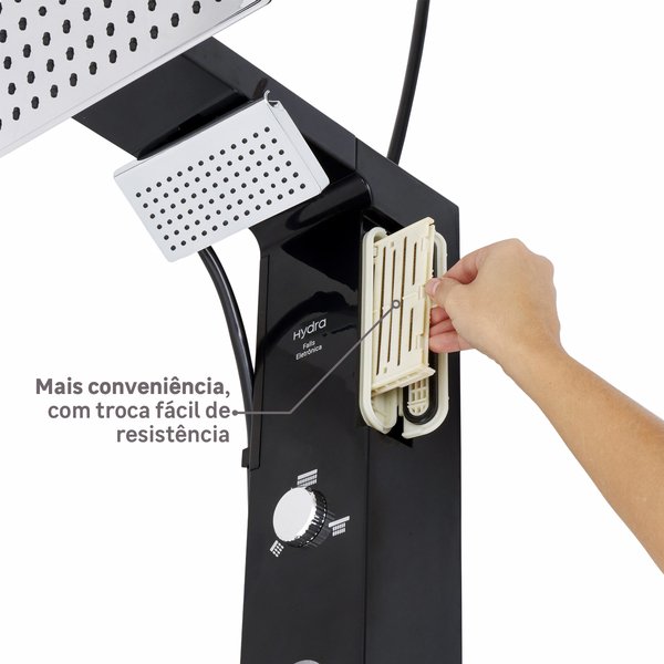 Chuveiro Elétrico Eletrônico 220V 7700w Preto e Cromado Quadrado Falls Hydra - Imagem 5