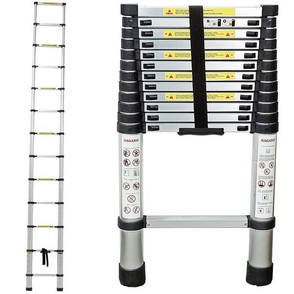 Escada Alumínio Telescópica 3.8 M 13 Degraus - Multifuncional