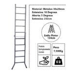 Escada Extensiva 3 Em 1 Metalon 30x20mm 5 E 10 Degraus 134cm - Imagem 4