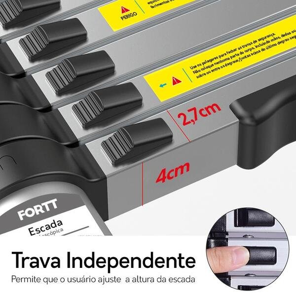 Escada Telescópica Aluminio Fortt 3.8m 13 Degraus - Eta01-3.8m - Imagem 3