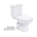 Kit Vaso Sanitário com Caixa Acoplada e Assento Branco Duplo Acionamento 3/6L Vertical Lyon Plus Sensea - Imagem 5