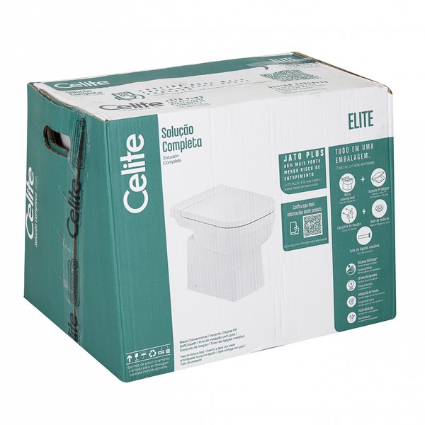 Kit Vaso Sanitário Convencional com Assento Branco Saída Vertical Elite Celite - Imagem 10