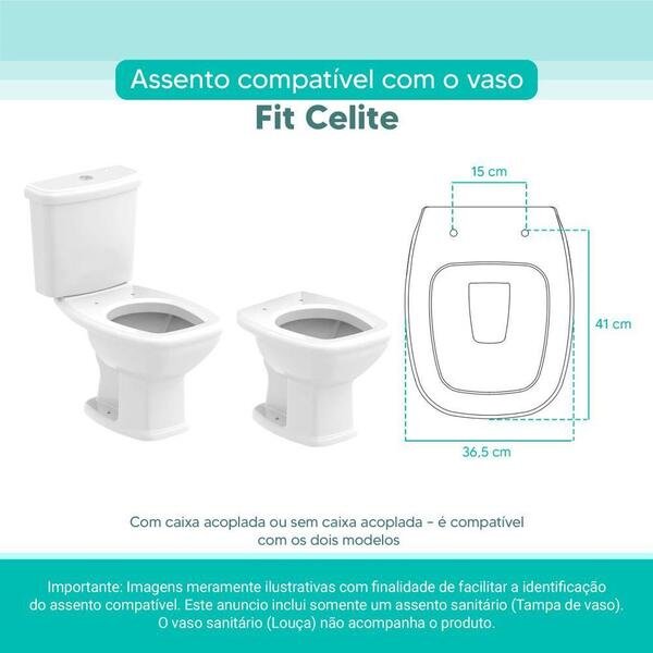 Tampa Vaso Sanitário Madeira Laqueada Fit Branco Para Bacia Celite - Imagem 3