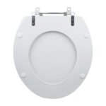 Tampa Vaso Sanitário Madeira Laqueada Oval Convencional Branco Para Bacia Celite - Imagem 5