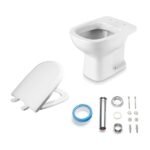 Kit Vaso Sanitário Convencional para Descarga de Parede com Assento Branco Vertical Lille Sensea