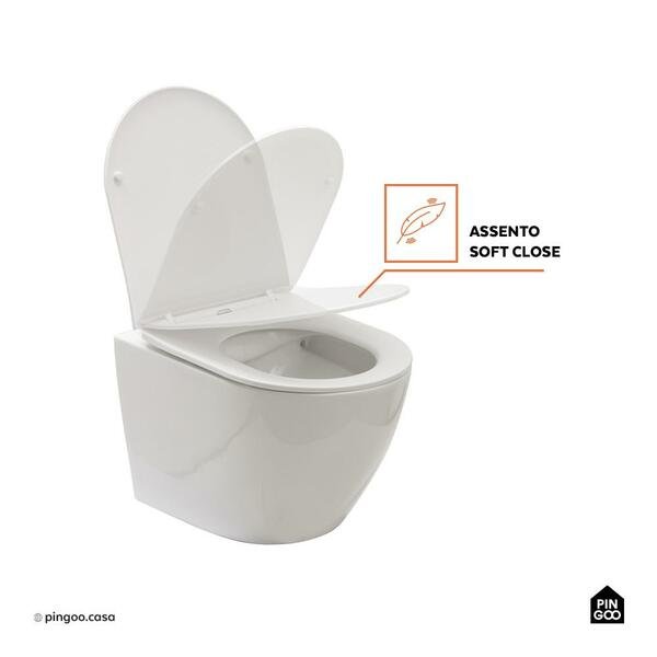 Vaso Sanitário Suspenso Saída Horizontal Hematita Pingoo.casa - Branco - Imagem 3