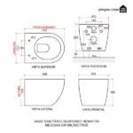 Vaso Sanitário Suspenso Saída Horizontal Hematita Pingoo.casa - Branco - Imagem 10